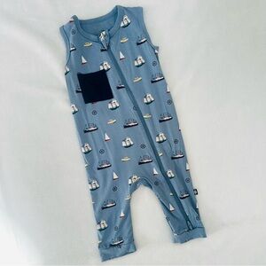 Kyte Sleeveless Romper Vintage Sailboats